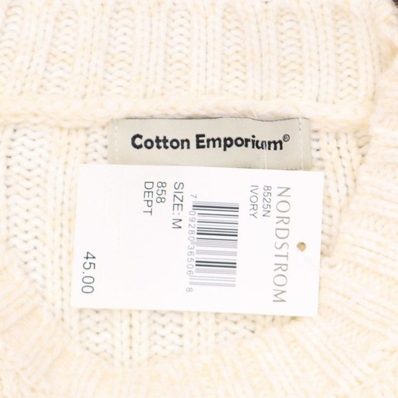 NWT Cotton Emporium Women's Cable Knit Pullover Sweater M Ivory - Picture 4 of 5